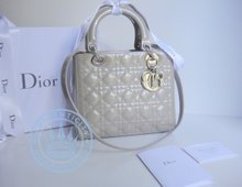 Christian Dior Lady  Handbag, Grey Patent