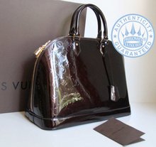 Louis Vuitton Alma GM Handbag, Amarante Vernis Monogram