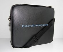  Louis Vuitton Black Taiga Leather Contemporary Laptop Briefcase Bag