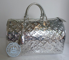 Louis Vuitton Monogram Silver Miroir Handbag, Speedy 35