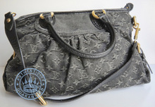 Louis Vuitton Neo Cabby MM Handbag, Black Denim Monogram
