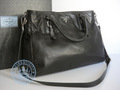 Prada BN2340 Vitello Daino Leather  Handbag, Black